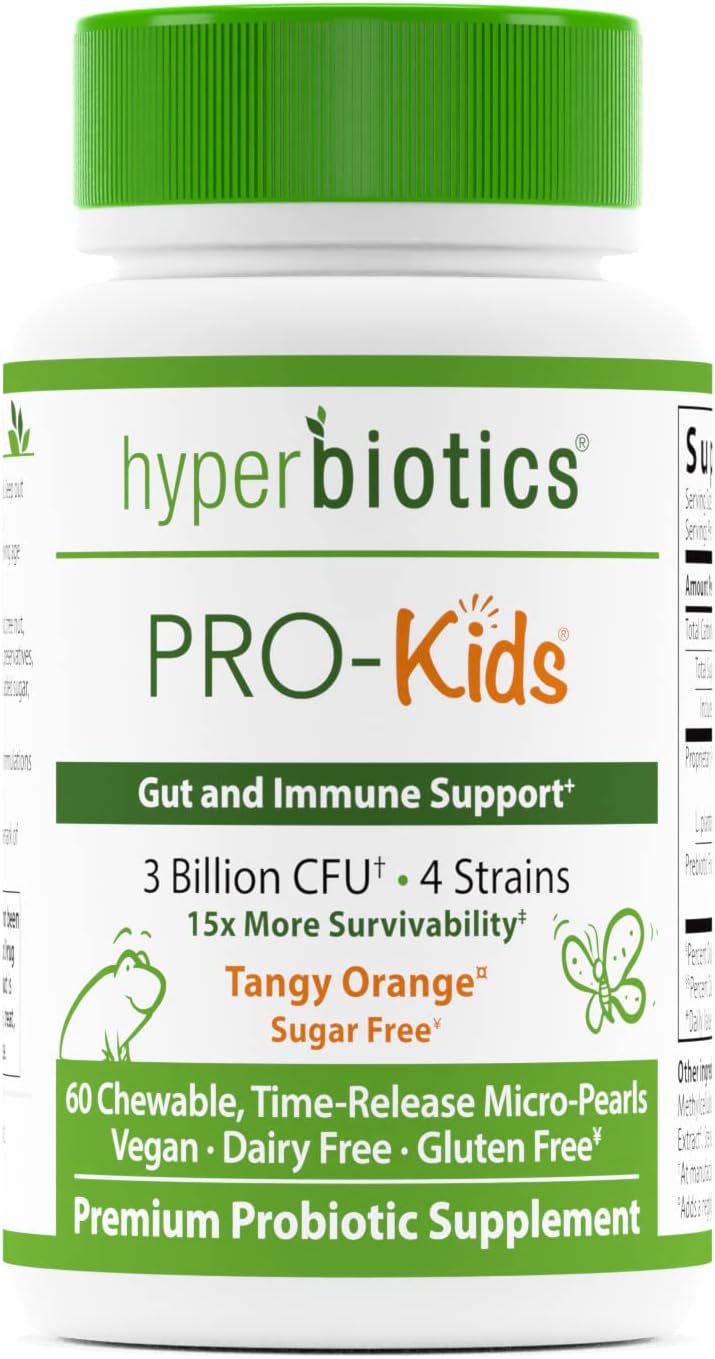 PRO-Kids: Children s Probiotics - 60 Tiny, Sugar Free, Once Daily, Time Release Pearls - 15x More Effective than Capsules - Recommended with Vitamins - for Kids Ages 3 and Up - Very Easy to Swallow, 60 count