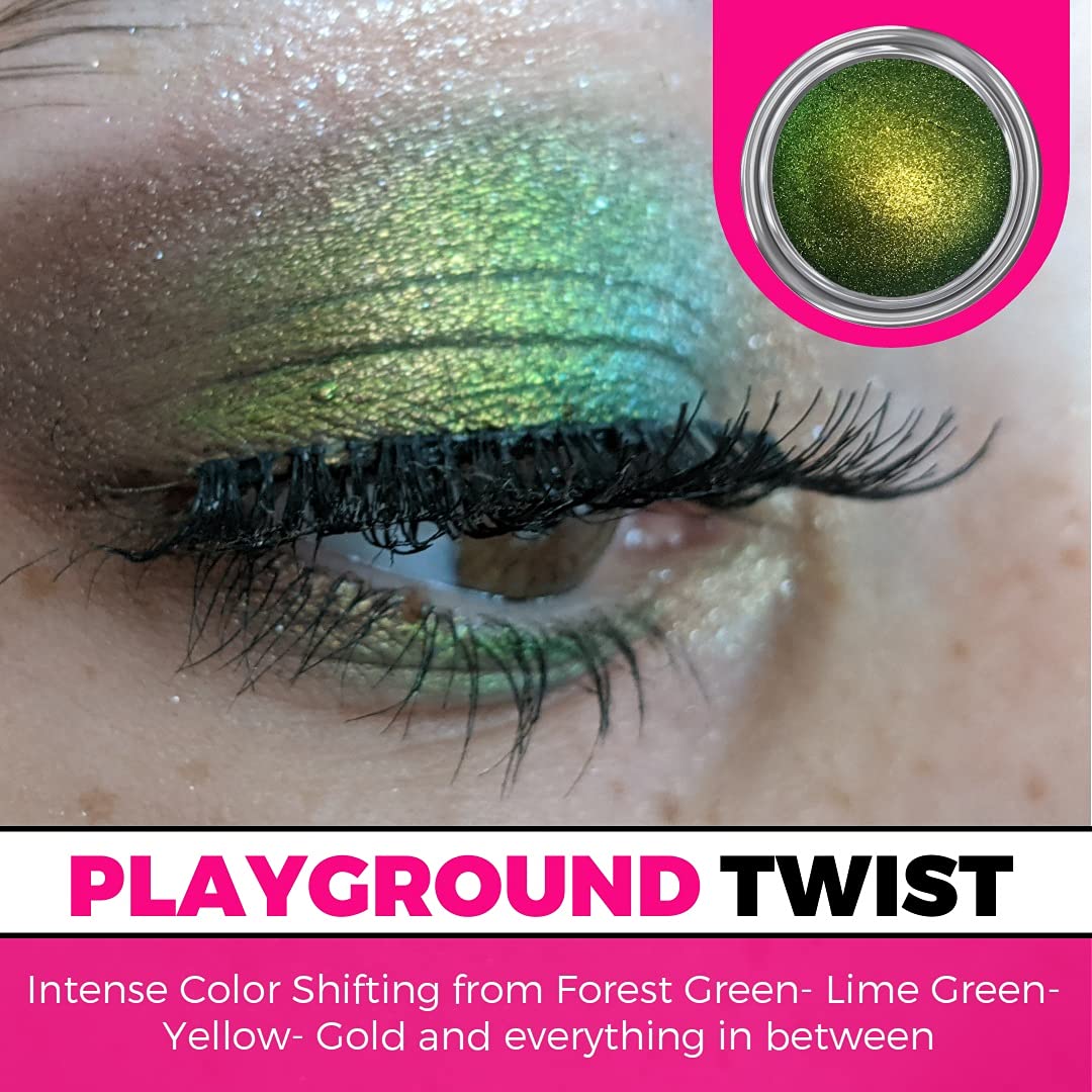 100% Vegan and Cruelty Free, Handmade in USA, MultiChrome Eyeshadow Glitter- (Green Playground Twist, 1.5g)