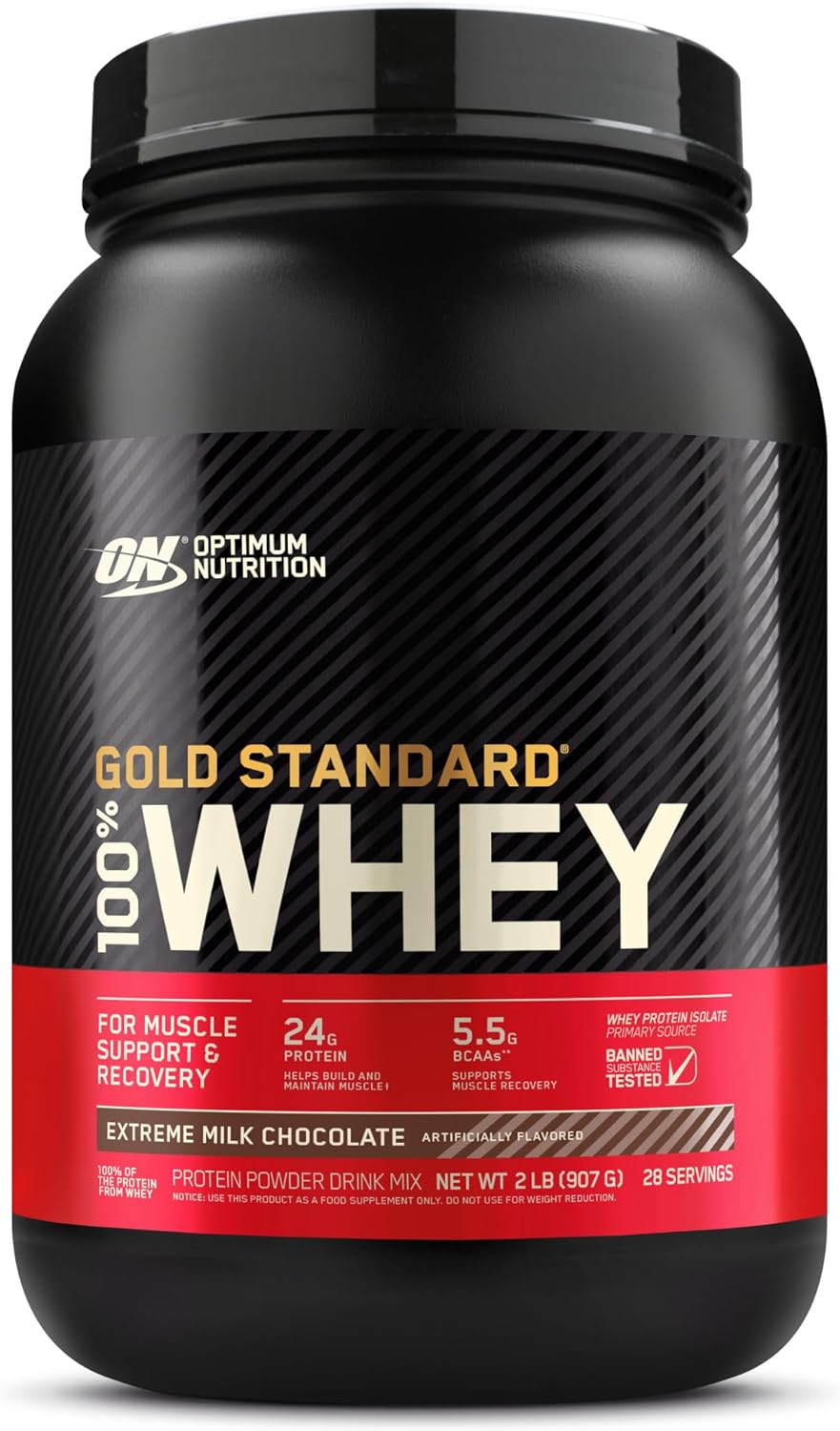 Extreme Milk Chocolate Whey Protein Powder, Optimum Nutrition Gold Standard Protein, 2 Pound