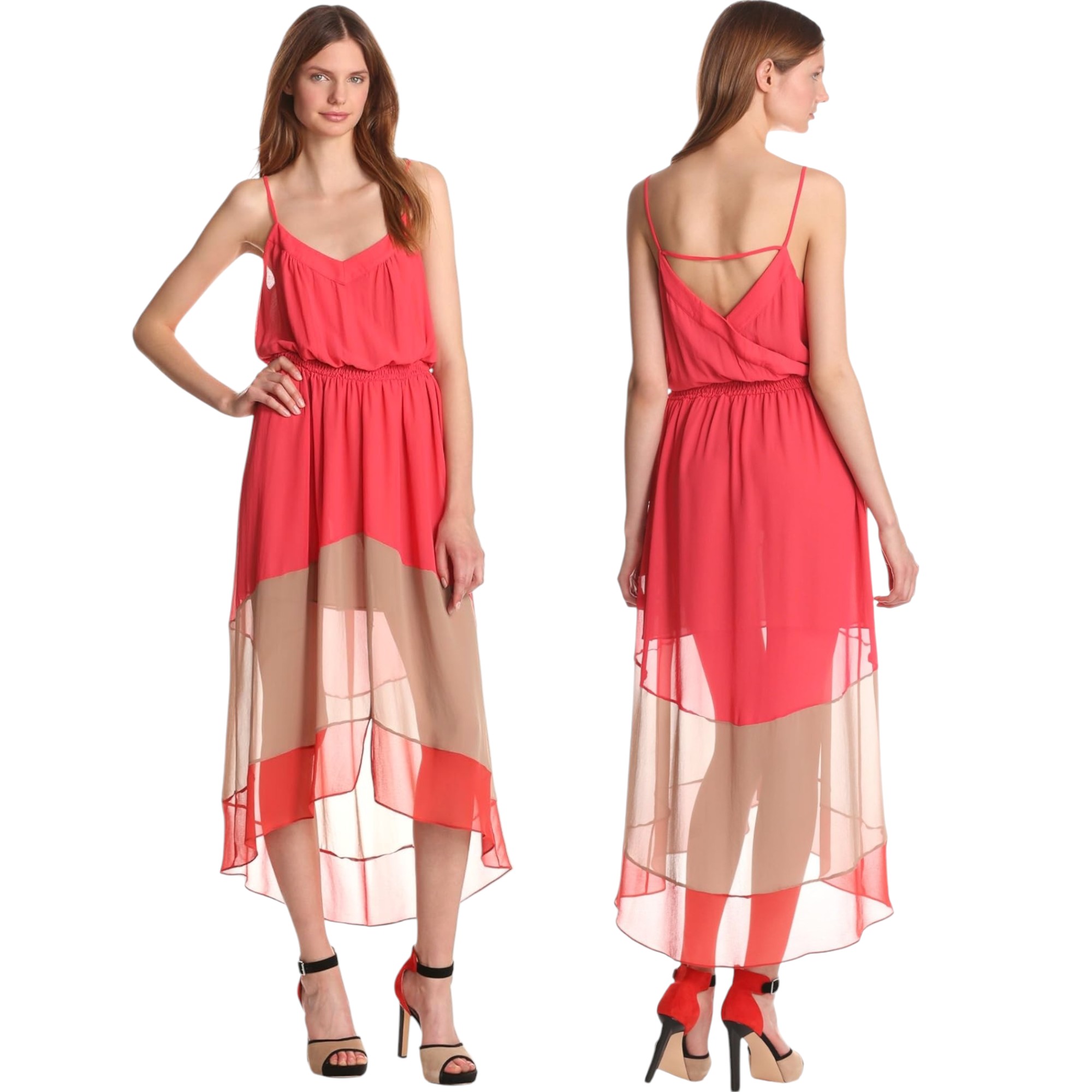 ABS Allen Schwartz Women's Colorblock Hi-Low Maxi Dress