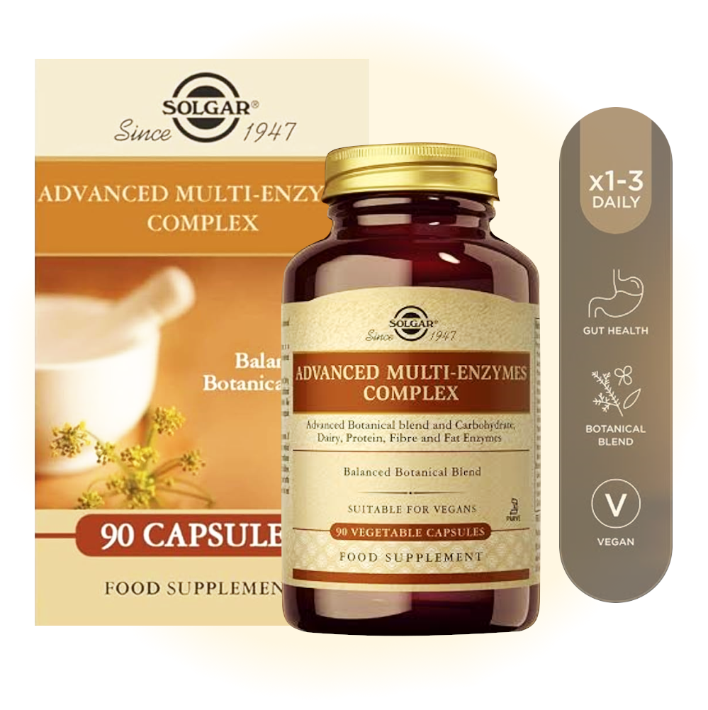 Solgar Advanced Multi-Enzymes Complex - 90 Vegetable Capsules Gold