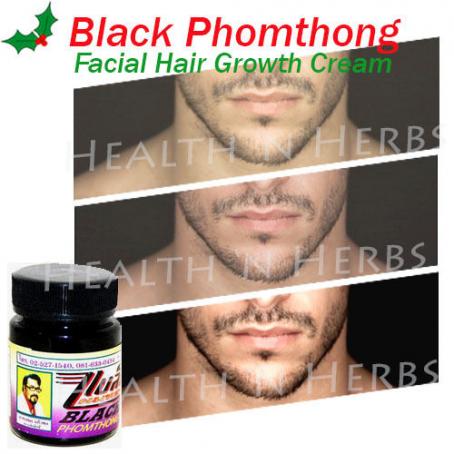 Black PhomThong Natural Facial Hair Eyebrow Growth Beard, Sideburns, Moustache Cream 20g