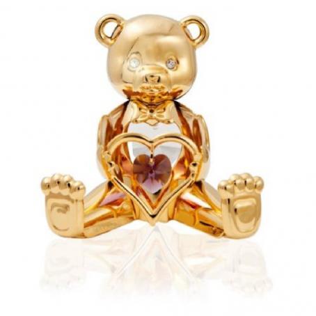 24K Gold Plated Crystal Studded Birthstone Bear Figurine 2 inches (February)