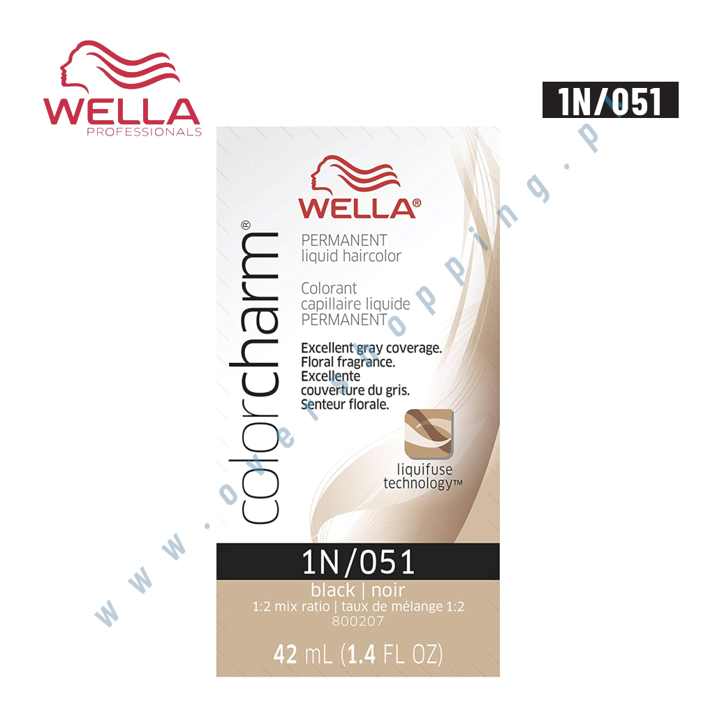 Wella ColorCharm Permanent Liquid Hair Color for Gray Coverage, 1N Black - 1.4 Fl.Oz (42ml)