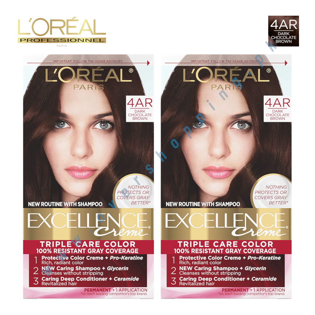L'Oreal Paris Excellence Creme 100% Permanent Triple Care Hair Color, AR Dark Chocolate Brown