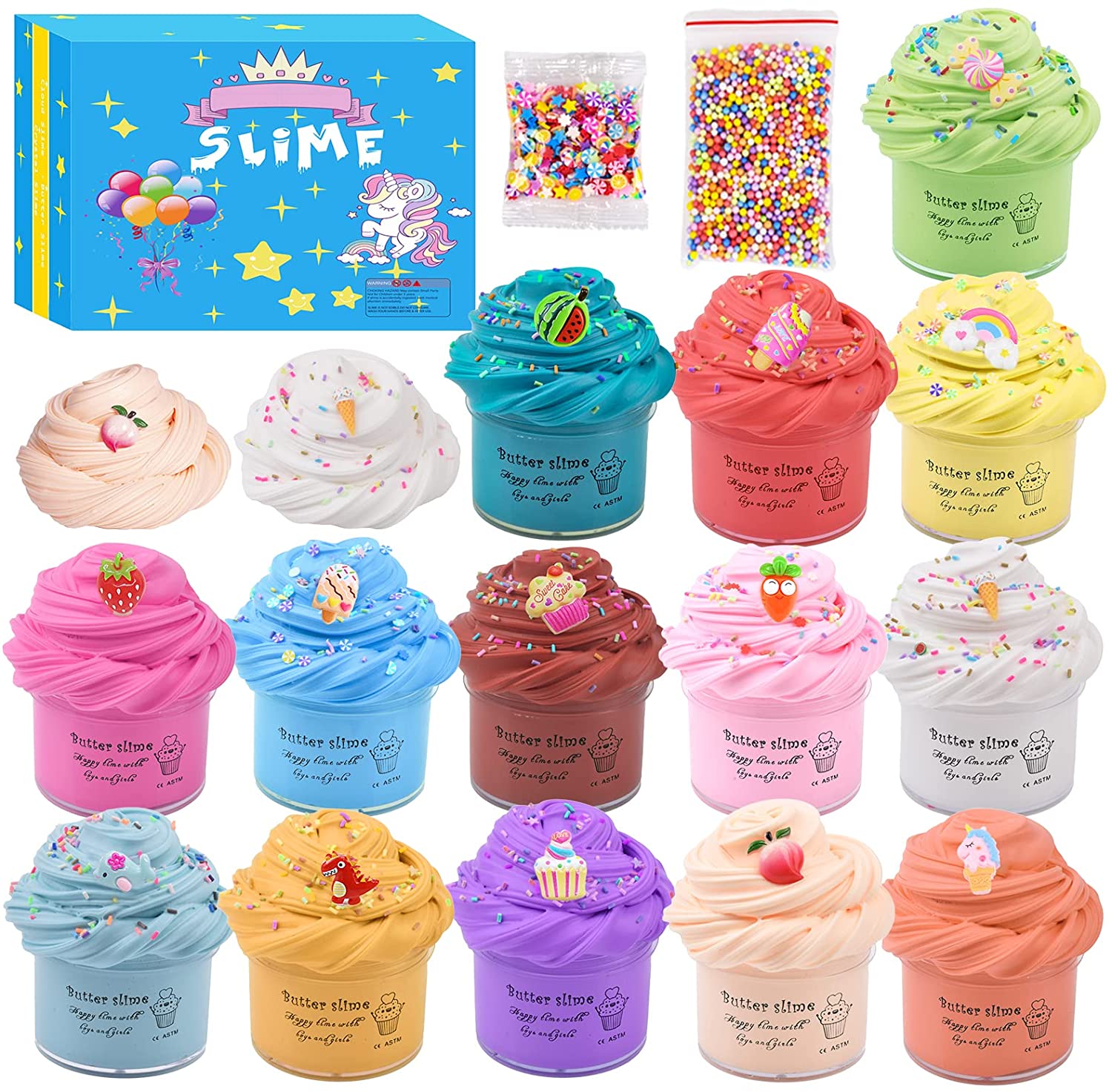 14 Pack Slime Kit Super Mini Butter Slime ,Scented Funny Slimes ,Soft and Non-Sticky for Girls and Boys,Party Favor Gifts
