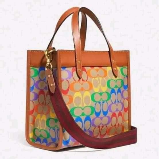 COACH Pride Signature Coated Canvas Field Tote 22 - Rainbow