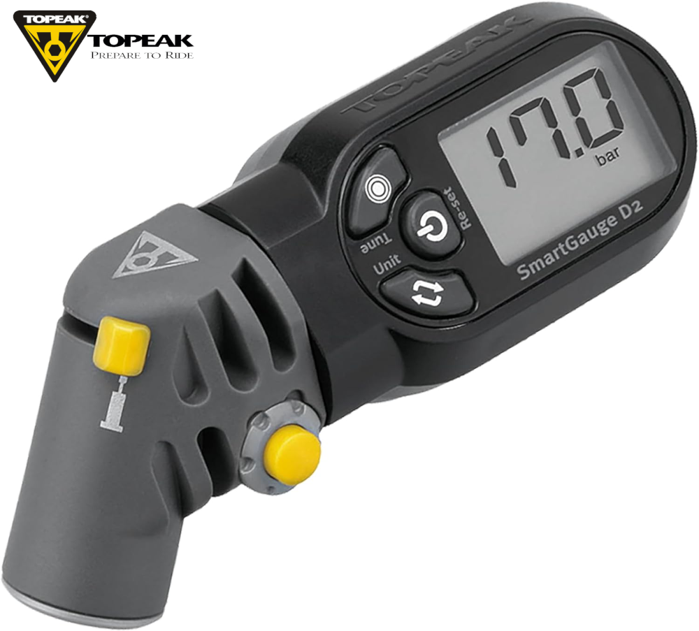 Topeak SmartGauge D2 Digital Tire Pressure Gauge – Presta & Schrader Compatible – 250 PSI LCD Air Pressure Reader for Bikes, Motorcycles & Sports Gear (Imported)