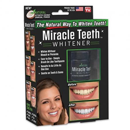 Miracle Teeth Whitener | Natural Whitening Coconut Charcoal Powder | Gentle on Teeth and Gums and Removes Stains
