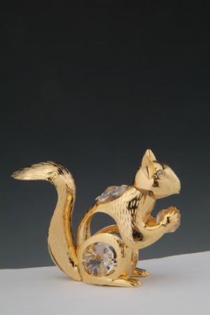 Swarovski Crystal Elements Ssquirrel Figurine - Ornament 24kt Gold Plated
