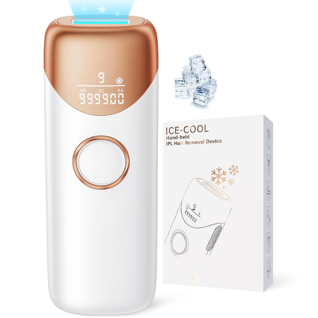 IPL Laser Hair Removal Device 3 In 1 Face Body Depilation form Women and Men - Golden
