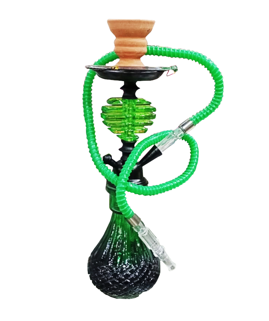 11" Hookah - Premium 1 Hose Hookah Complete Set,Mini Pumpkin Hookah Glass Vase (Green) 1.76pound (798g)
