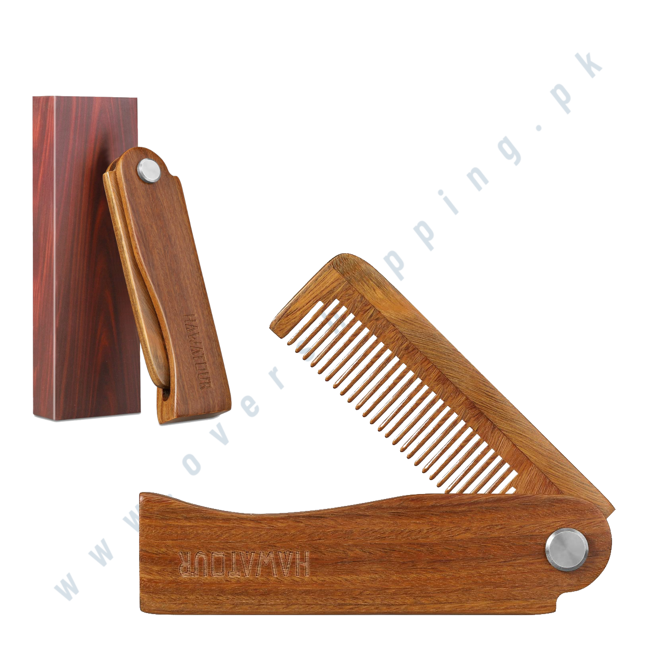 Hawatour Folding Wood Comb Pocket Size Hair and Beard Fold Wooden Comb