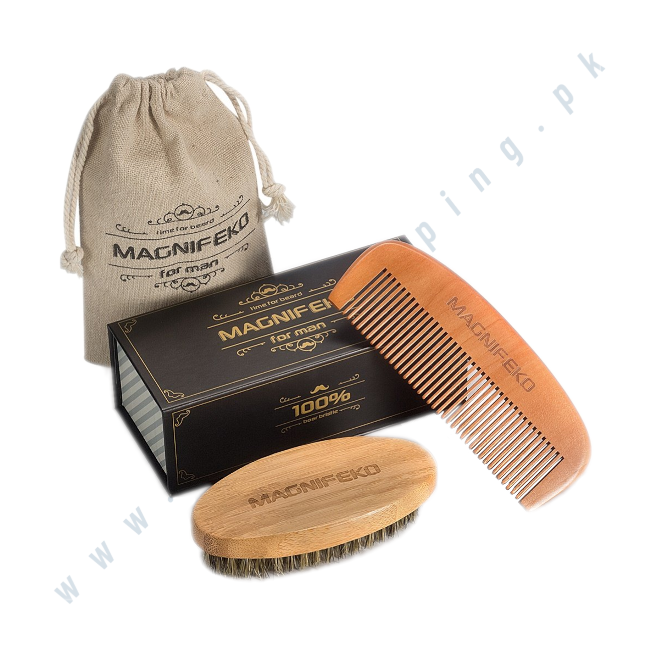 Magnifeko's Beard Comb and Brush Grooming Set: The Ultimate Home & Travel Kit for Men