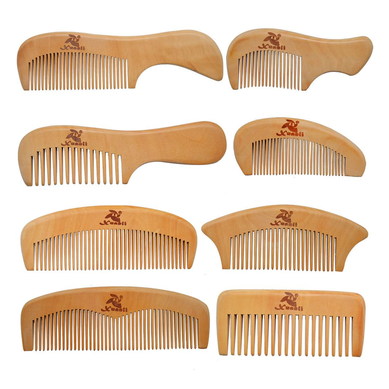 Xuanli® 8 Pcs The Family Of Hair Comb set, Wooden Comb Set for Women, Men, The Elderly, Little Girls, Little Boys, Children