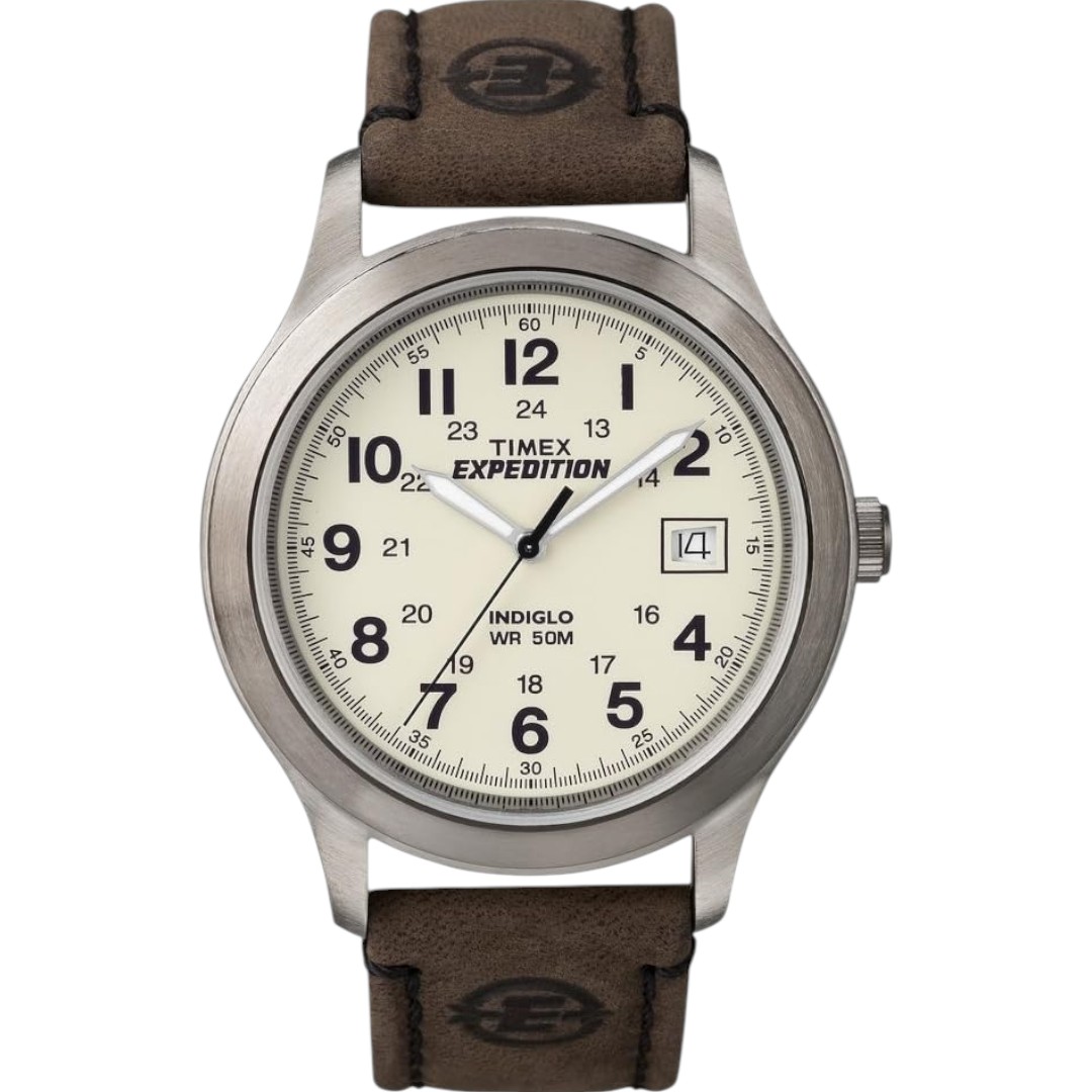 Timex Men's Expedition Metal Field Watch T49870, Brown Leather Strap Watch
