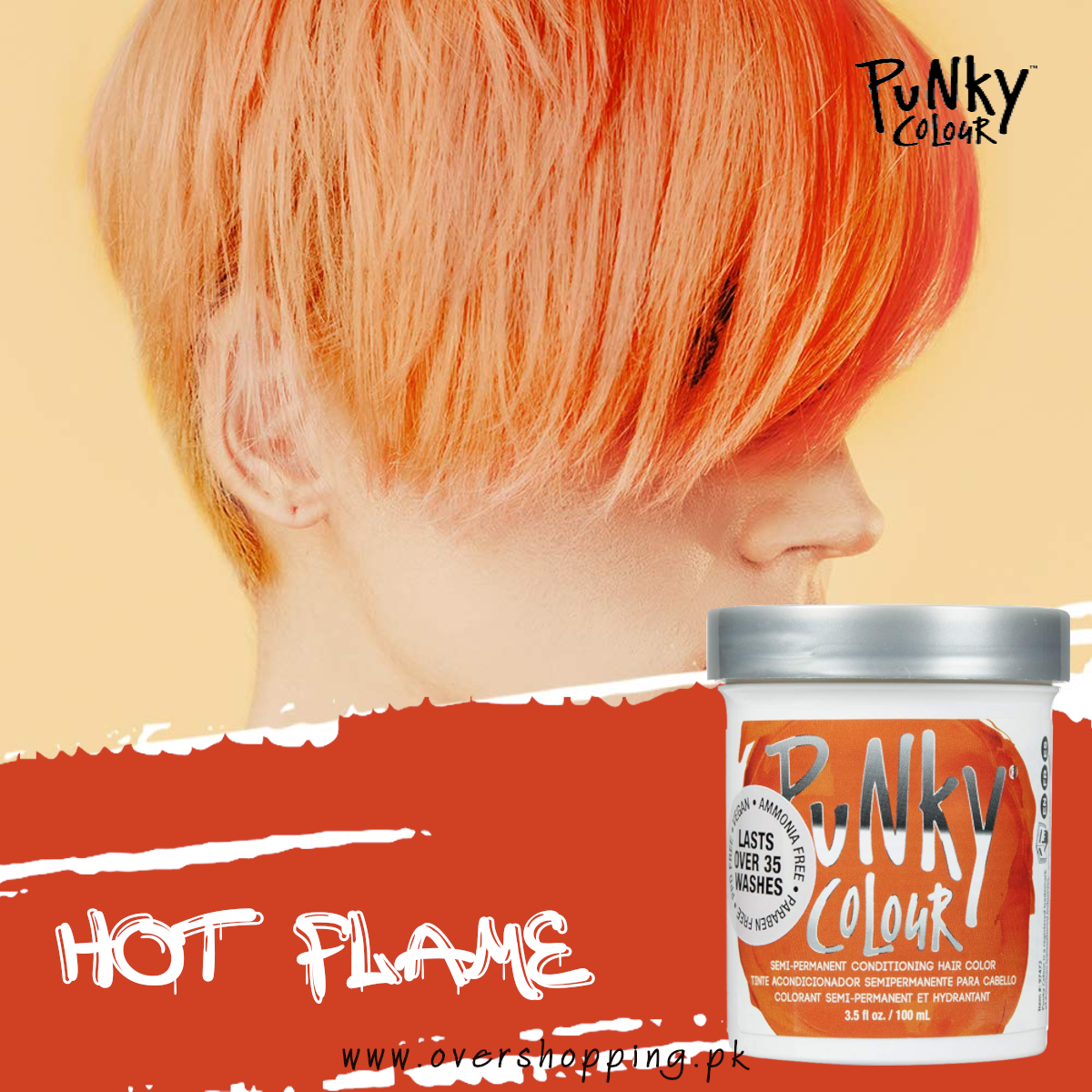 Punky Flame Semi Permanent Conditioning Hair Color lasts up to 35 washes, - 3.5 Fl.Oz (100ml)