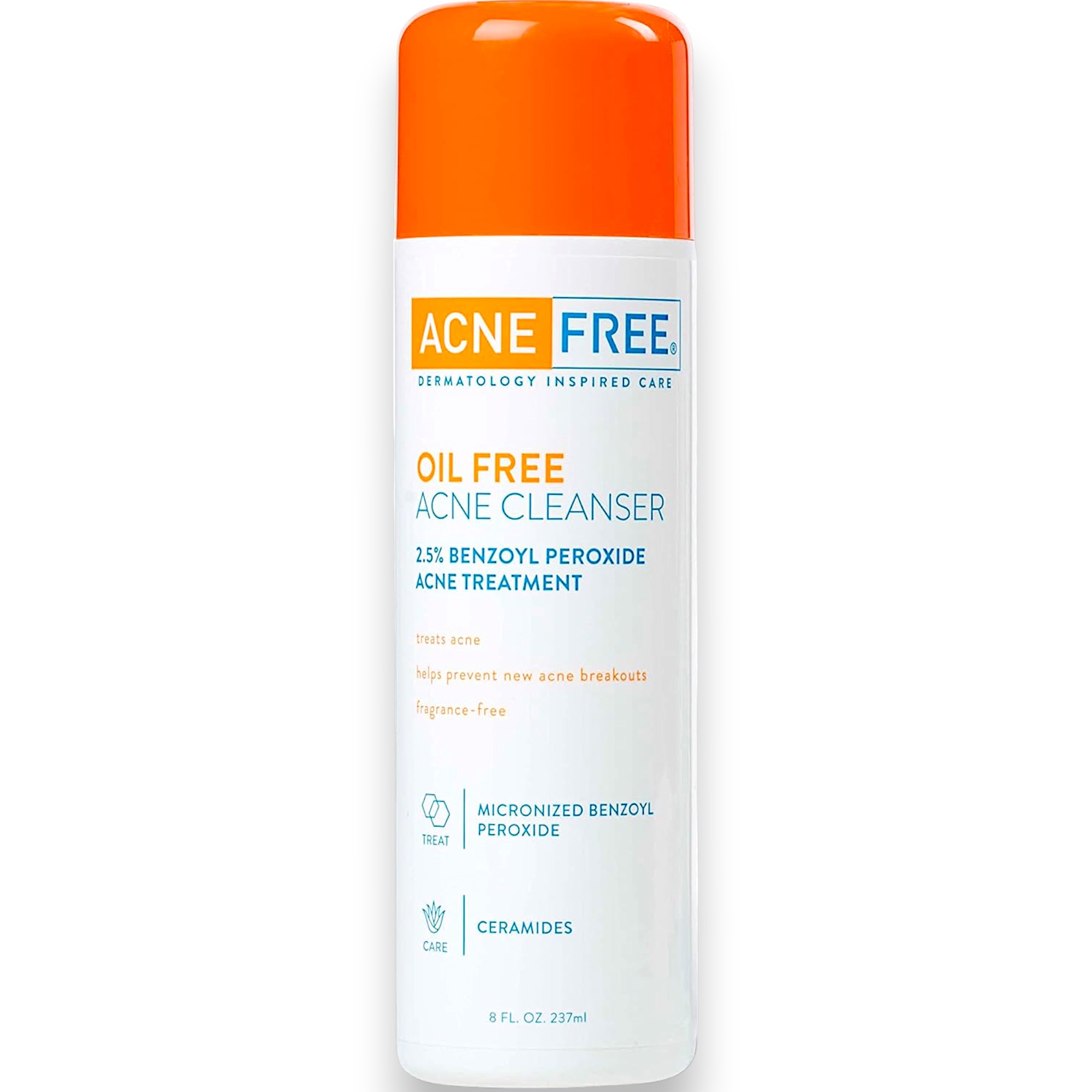 AcneFree Oil‑Free Cleanser Benzoyl Peroxide 2.5% + Glycolic Acid, Fragrance‑Free 8 fl oz (For Oily & Acne‑Prone Skin)