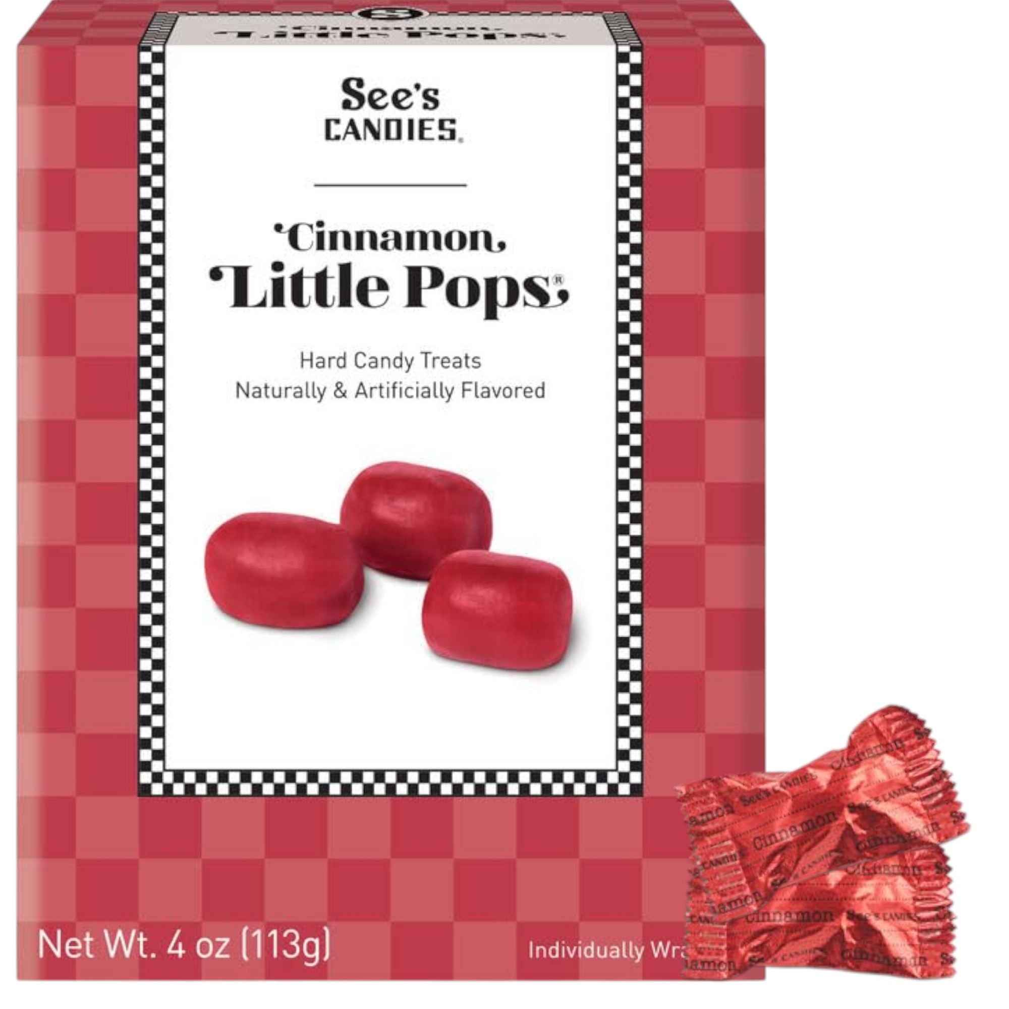 See’s Candies Little Pops Cinnamon 4 oz (Individually Wrapped) — Premium Imported Treat for Gifting & On‑the‑Go Snacking