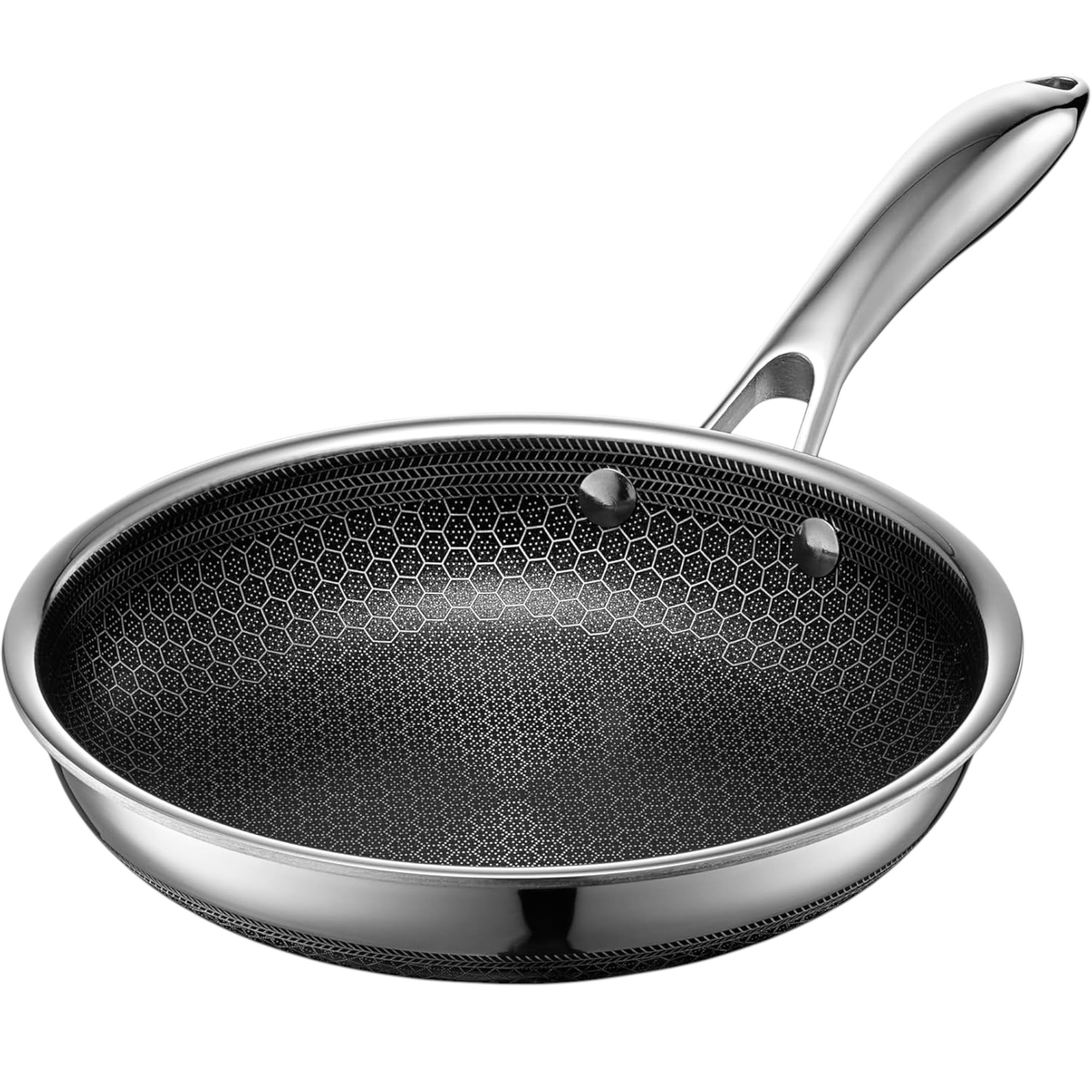 HexClad Hybrid Nonstick 8-Inch Frying Pan (TerraBond Ceramic + Stainless Hex Surface) Induction Ready, Dishwasher-Friendly, Oven-Safe 900°F (Imported)