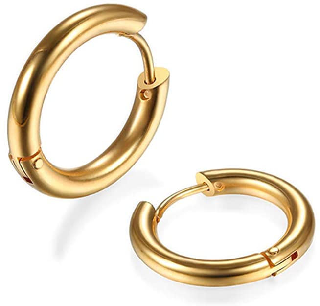 316L Surgical Stainless Steel Huggie Hoop Earrings Hypoallergenic Earrings Hoop Cartilage Helix Lobes Hinged Sleeper Earrings For Men Women Girls Boys
