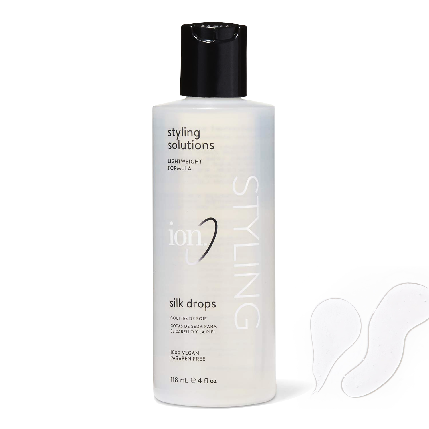 ion Silk Drops, Adds Shine & Softness, Lightweight Formula with Silk Protein, Frizz Control 118ml