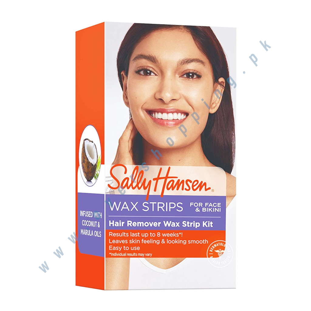 Sally Hansen Hair Remover Wax Strip Kit for Face, Brows & Bikini, 34 Strips (17- Double Sided Strips)