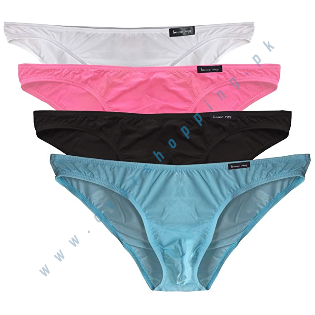 WINDAY Men Briefs Breathable Ice Silk Triangle Bikinis and Briefs, Pack of 4 - D318