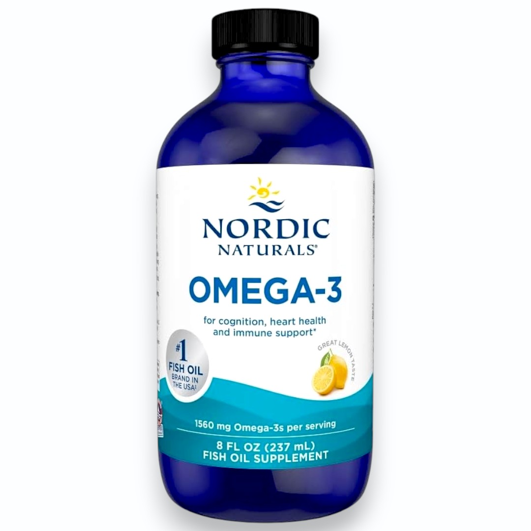 Nordic Naturals Omega-3 Lemon Liquid - 1560mg EPA/DHA - Heart & Brain Health - Wild-Caught Fish Oil (8 oz, 48 Servings) - Imported from USA via Amazon