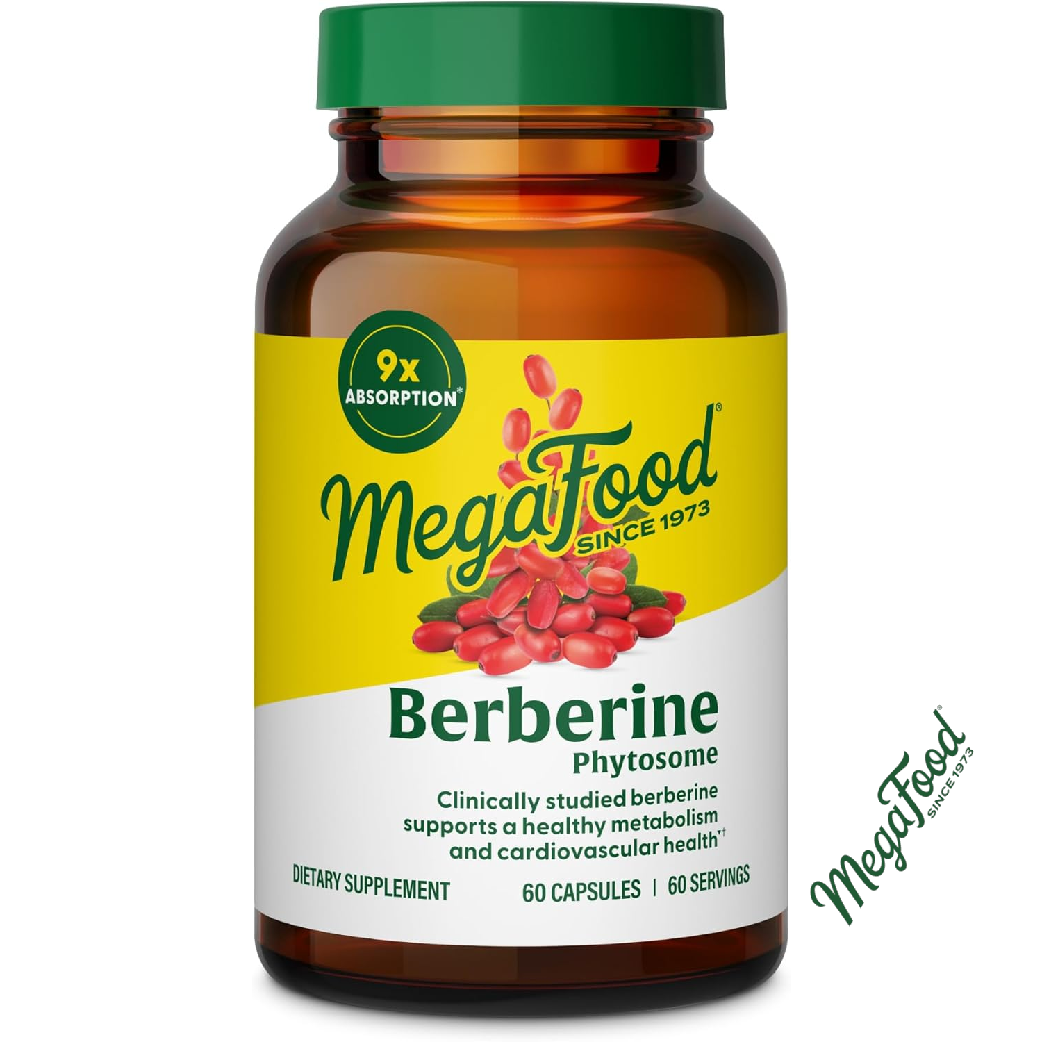 MegaFood Berberine Phytosome 550mg Per Capsule – 1100mg Daily – 9X Absorption Quantity: 60 Capsules | 30 Day Supply