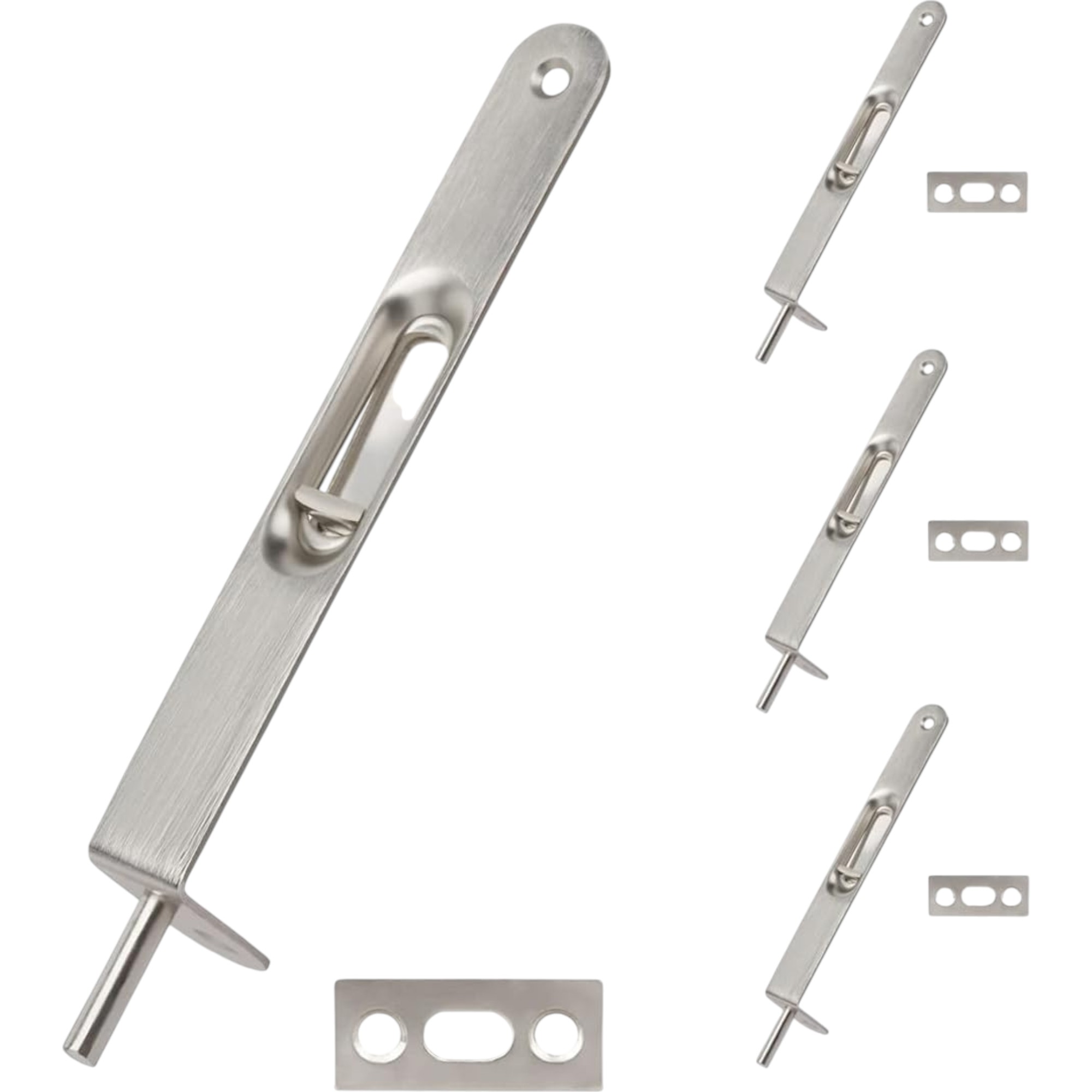 KOVOSCH 4 Pack Heavy Duty Flush Bolt 6 Inch - Brushed Satin Nickel for Double Doors