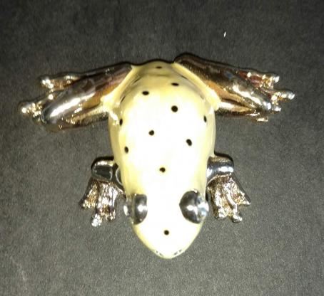 Austrian Crystal Element Studded Pewter Frog Figurine Silver Plated Ornament