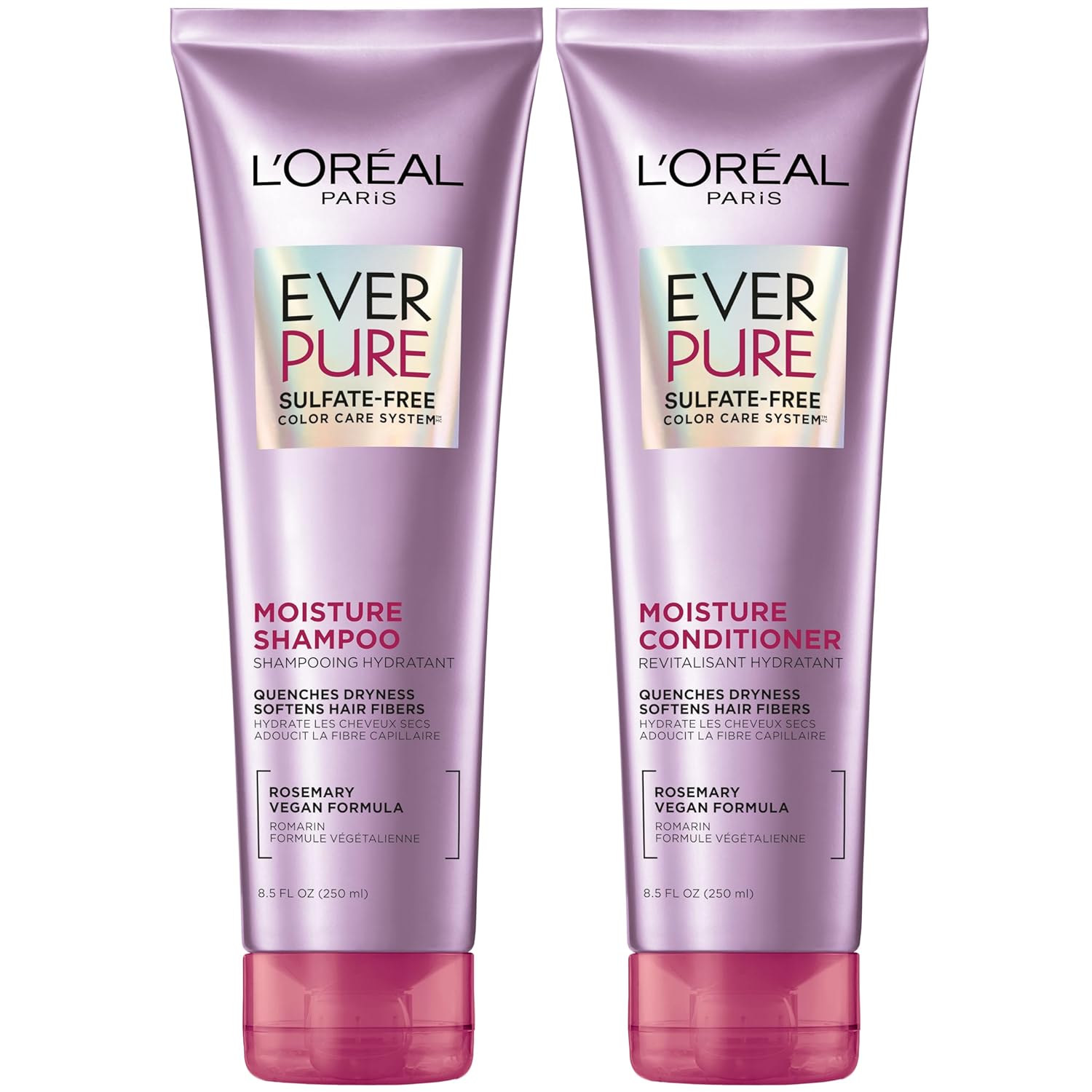 L’Oréal Paris EverPure Moisture Sulfate‑Free Shampoo + Conditioner Set 8.5oz (For Color‑Treated & Dry Hair, Rosemary Botanicals)