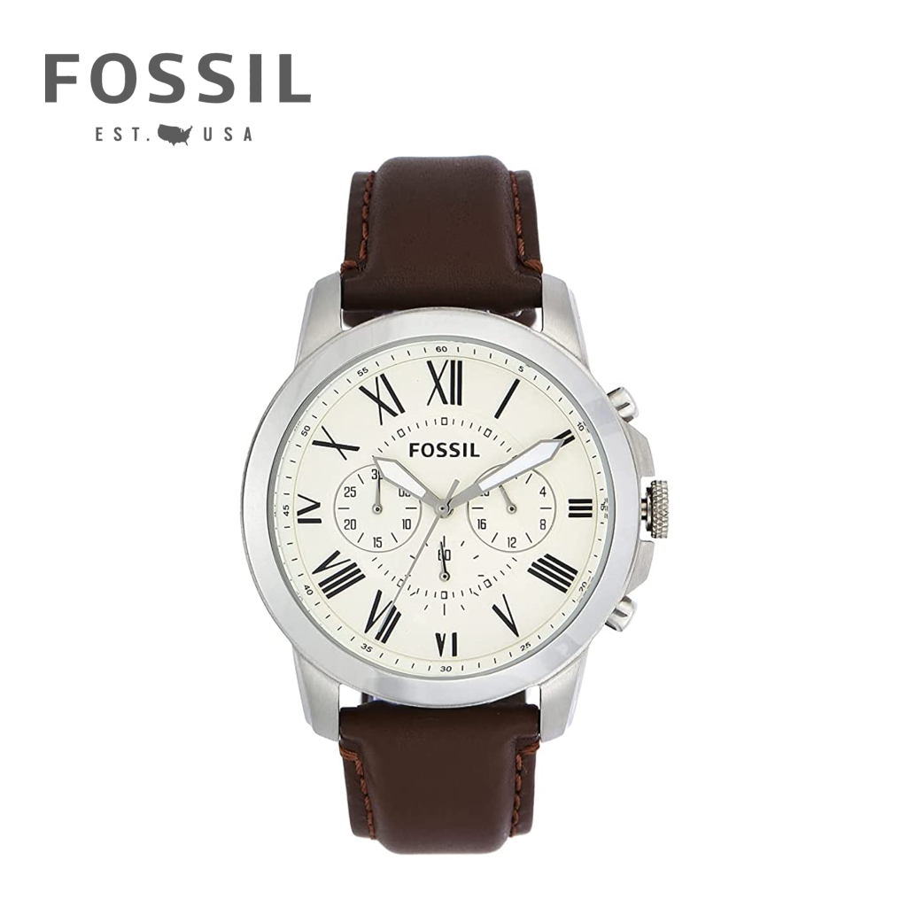 Fossil Men's FS4735 Grant Stainless Steel Quartz Chronograph Watch - Brown/Silver
