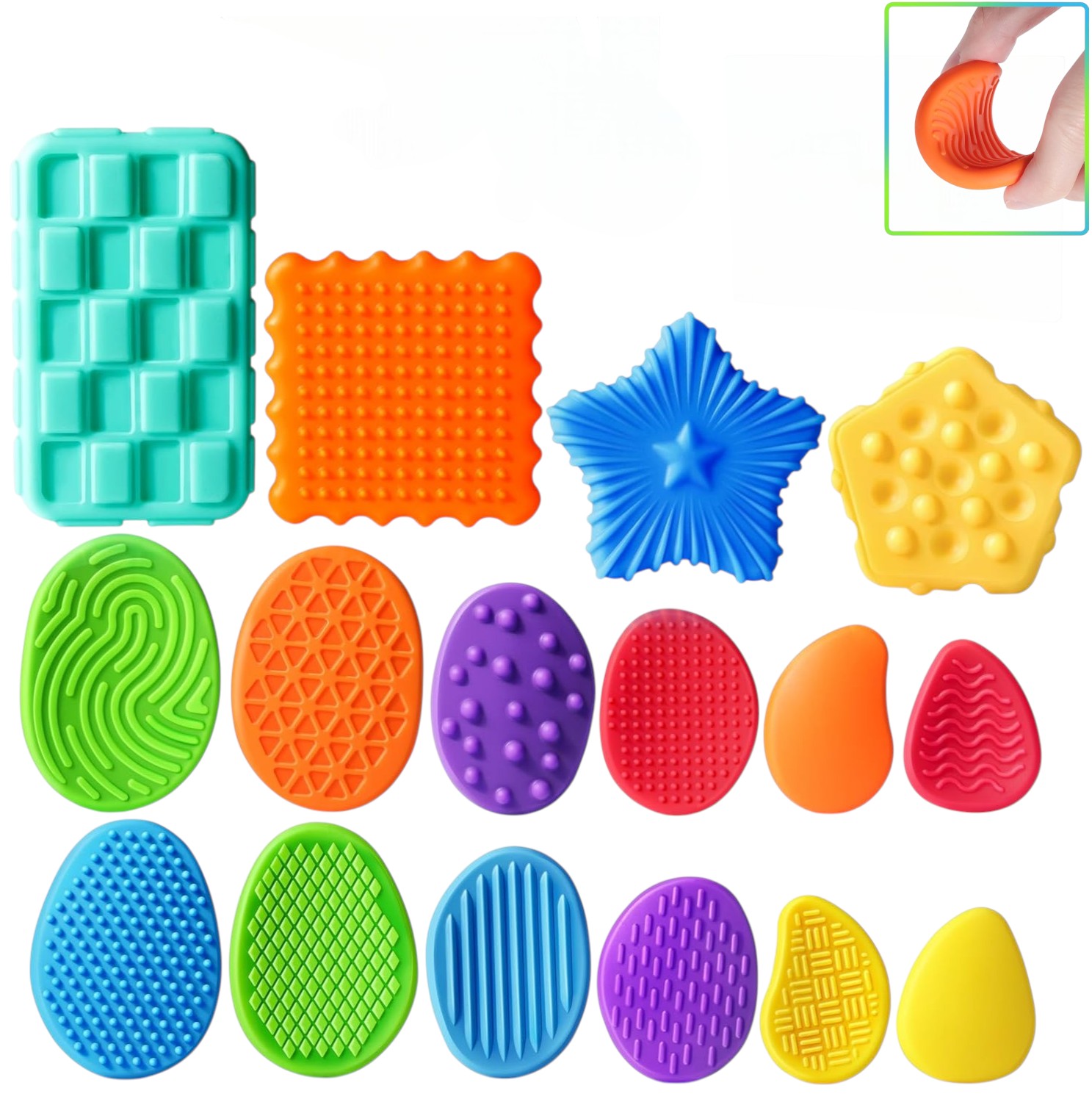 Sensory Fidget Toys for Kids & Adults: 16 Pack Textured Silicone Worry Stones - Anxiety Relief, Autism Calming, Quiet Classroom Prizes | USA/UK Imported via Amazon Pakistan