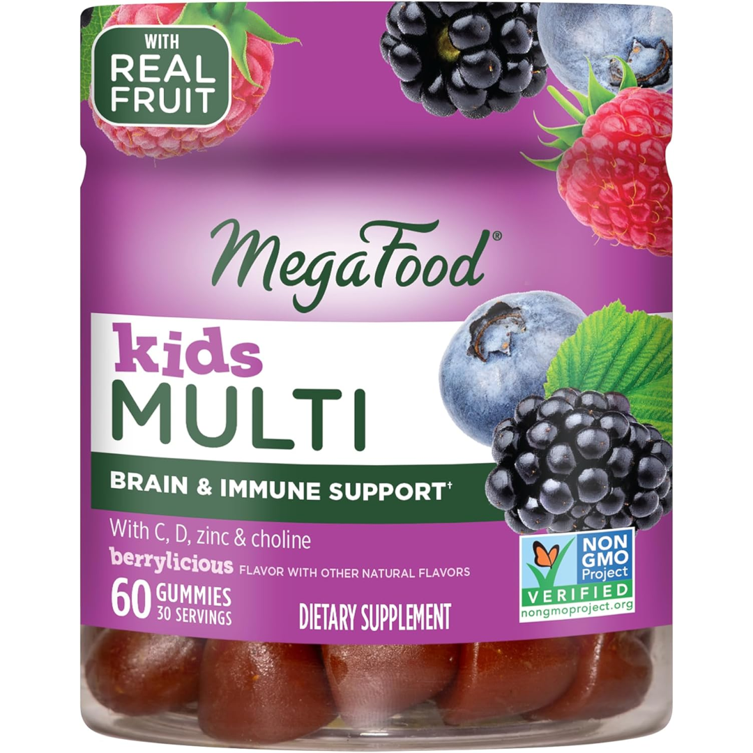 MegaFood Kids Multivitamin Gummies - Kids Vitamins - Age 4+ - Berrylicious Flavor - 60 Gummies