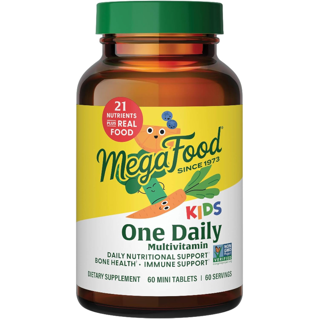 MegaFood Kids One Daily - Kids Vitamins - With Vitamin B, Vitamin C, Vitamin D & Zinc - 60 Mini Tabs
