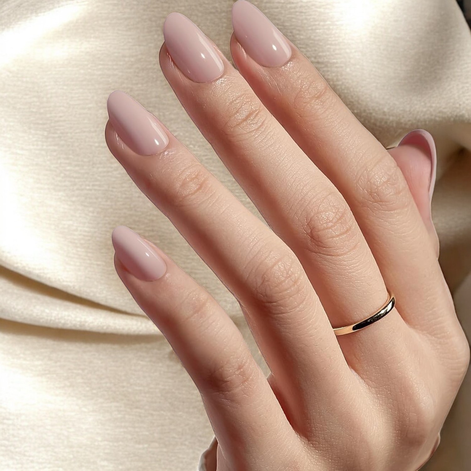 BTArtbox Press On Nails Oval, Fake Nails, (32 Pcs,Taro Milkshake)