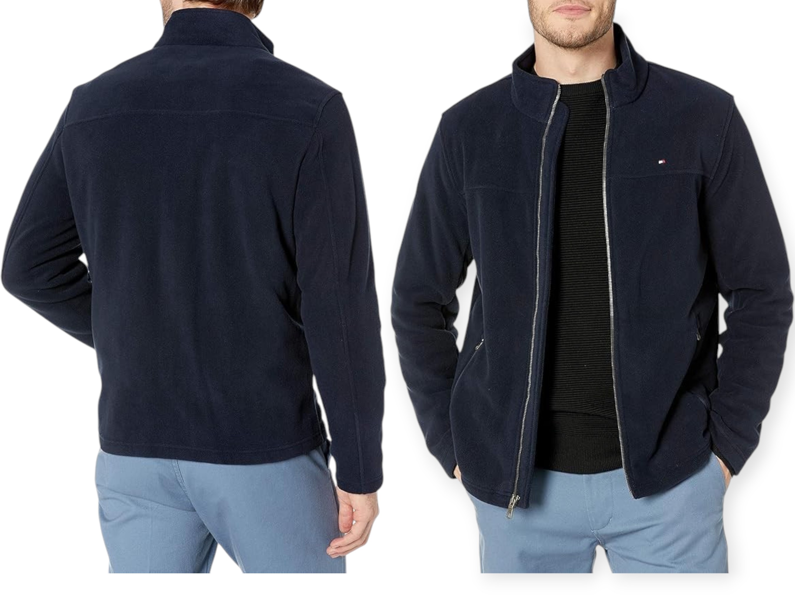 Tommy Hilfiger Men's Classic Zip Front Polar Fleece Jacket, XXL, Navy Blue