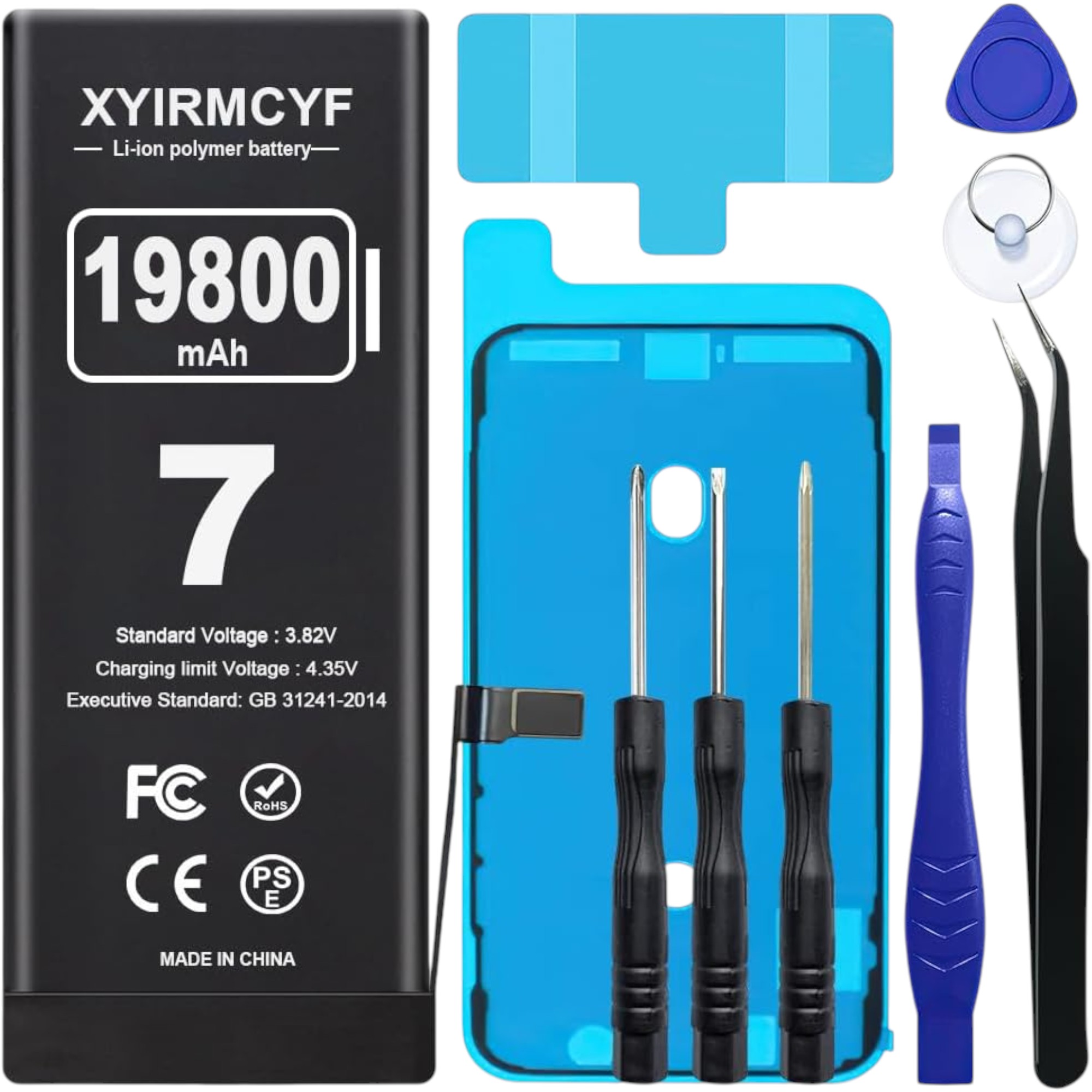 XYIRMCYF 19800mAh Super Capacity Battery Replacement for iPhone 7 (Better Than 5000mAh Batteries) with Professional Repair Tool Kit