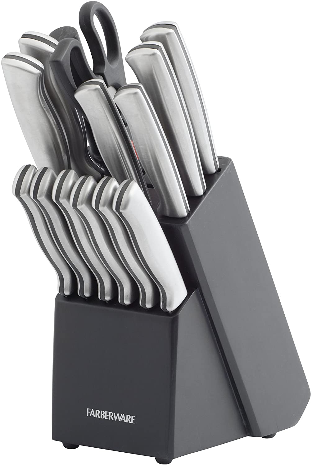 Farberware-5152497 15-Piece Stainless Steel Knife Block Set with Steak Knives - Ultimate Precision for Your Culinary Creations
