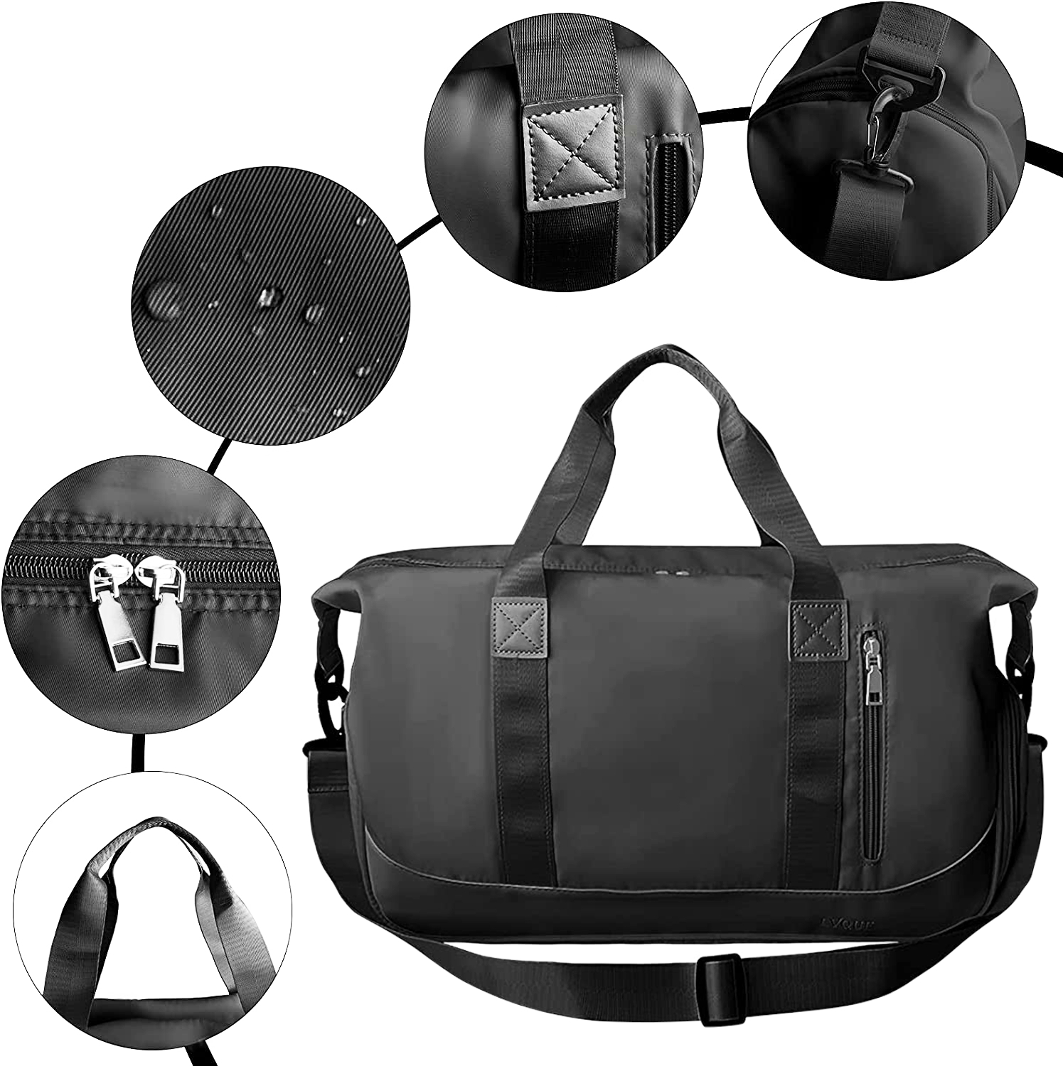 Sports Gym Bag for Women and Men Travel - Black