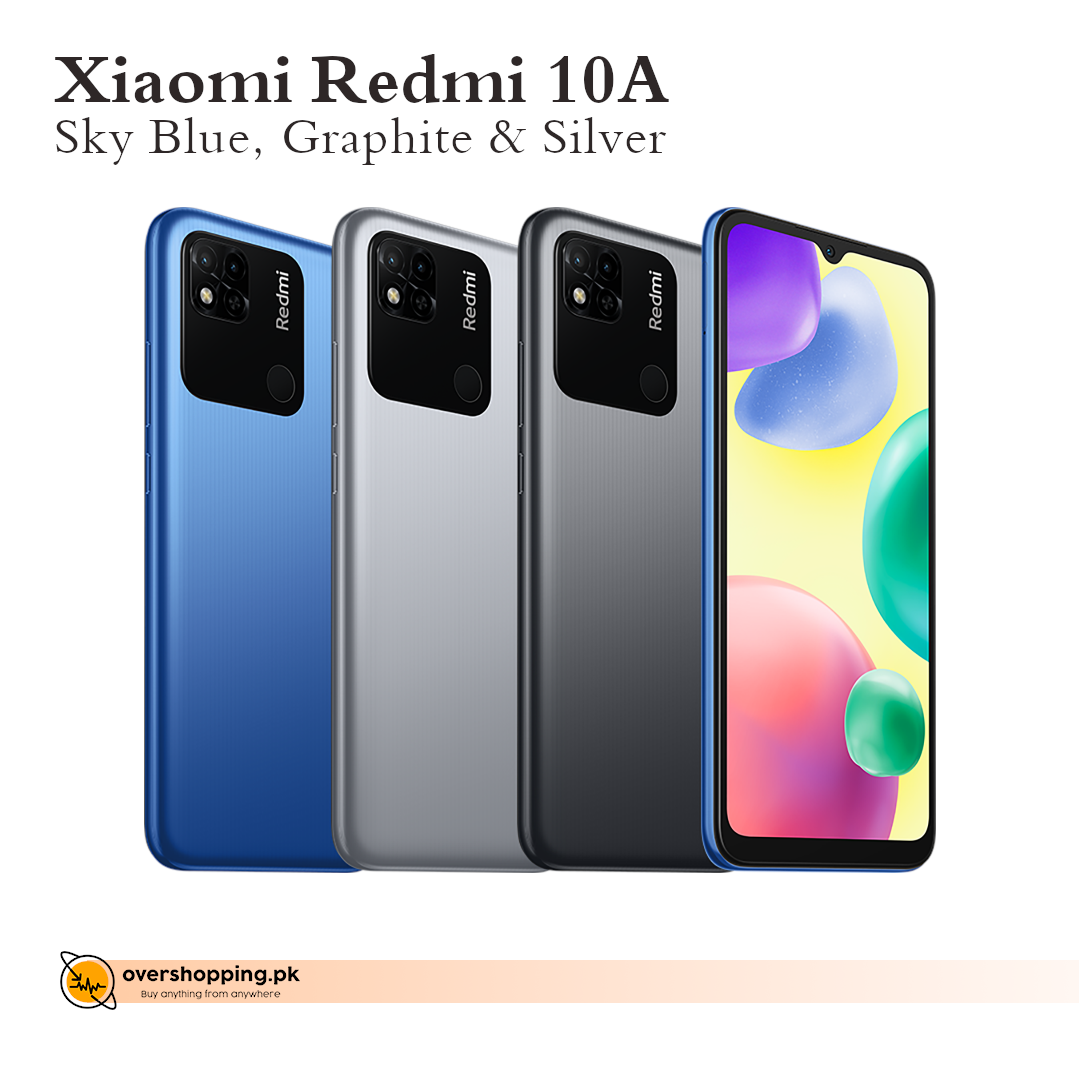 Xiaomi Redmi 10A, 3GB RAM+64GB ROM, 13MP dual camera  5000mAh Battery - Sky Blue, Graphite, Silver