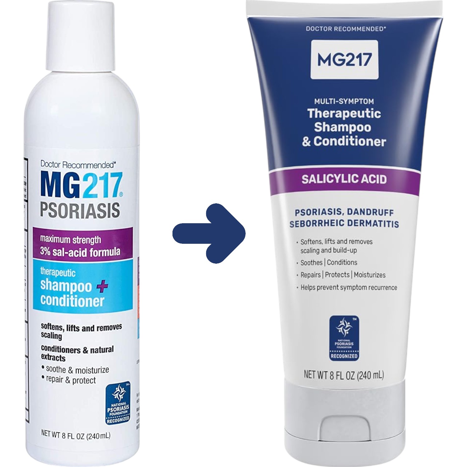 MG217 Psoriasis Scalp Solutions Shampoo + Conditioner – 3% Salicylic Acid Therapeutic Treatment for Dandruff & Itchy Scalp (8 oz)