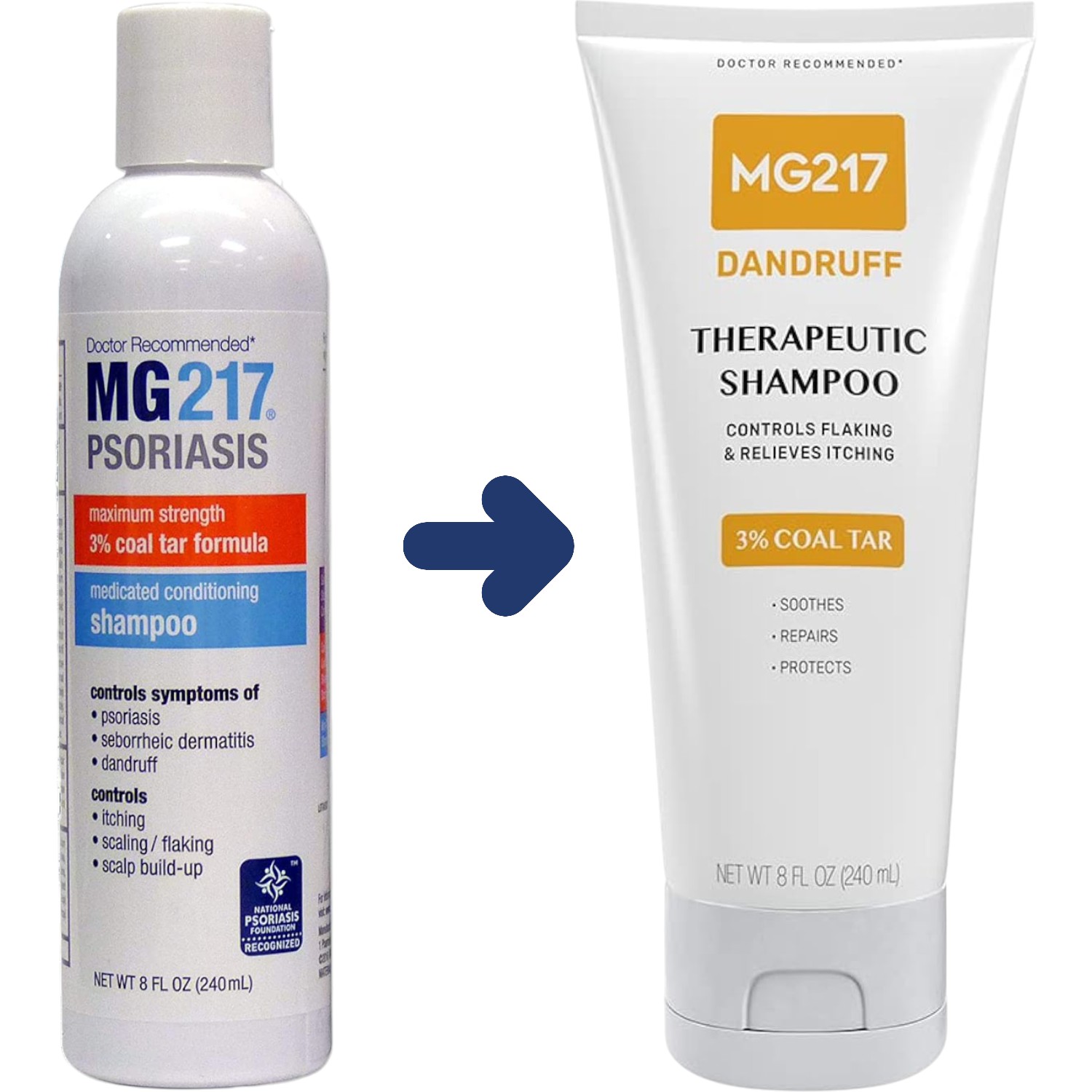 MG217 Psoriasis Scalp Solutions Shampoo + Conditioner – 3% Salicylic Acid Therapeutic Treatment for Dandruff & Itchy Scalp (8 oz) - Pakistan Import