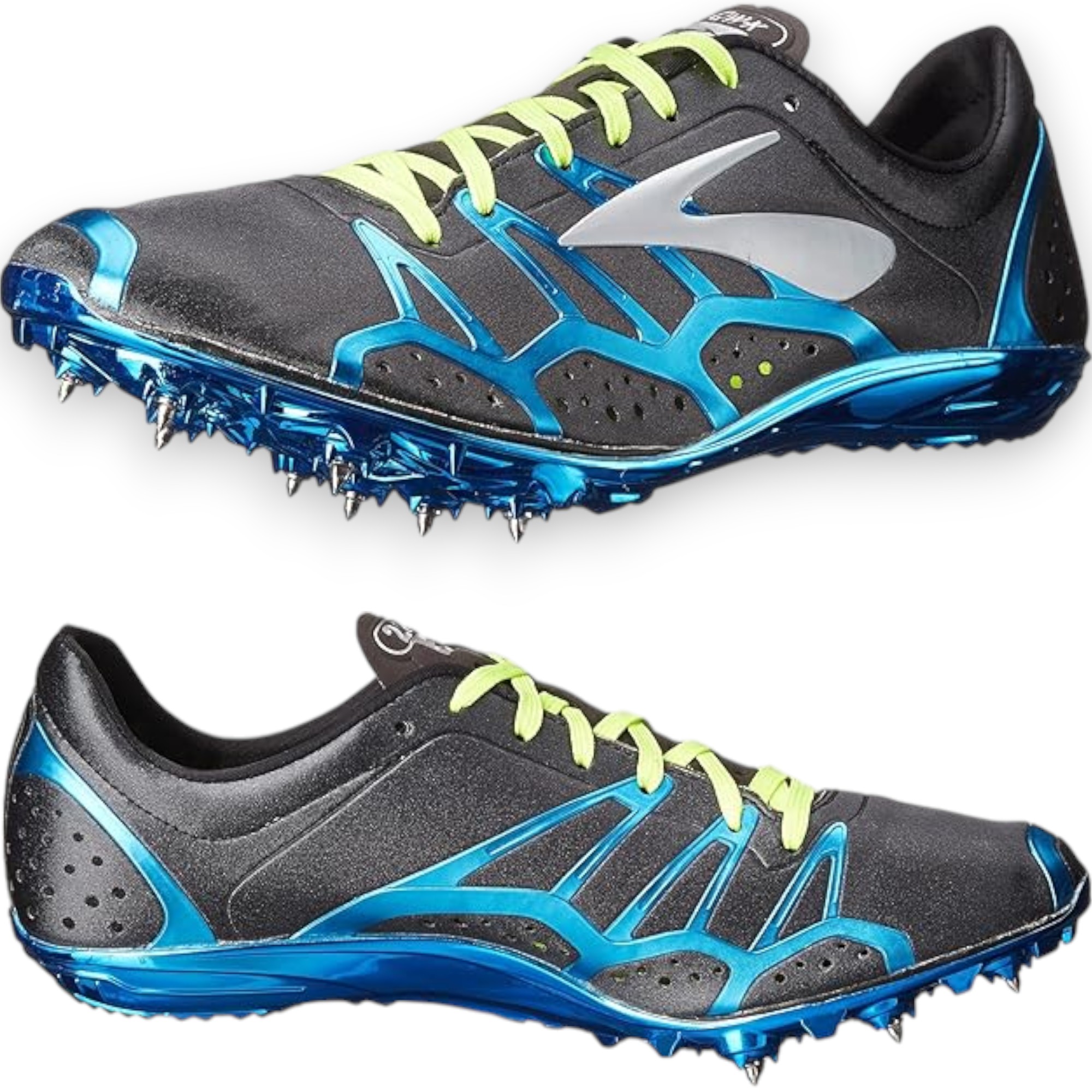 Brooks 2 QW-K Running Spikes – Black Lace-Up Sprint Spikes for Men (Size 5) & Women (Size 6.5 US) – Premium Imported Performance Footwear