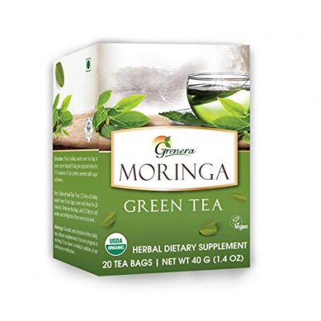 Grenera Moringa Green Tea - 20 Tea Bags / Box- USDA Organic Certified, Made with Organic Ingredients
