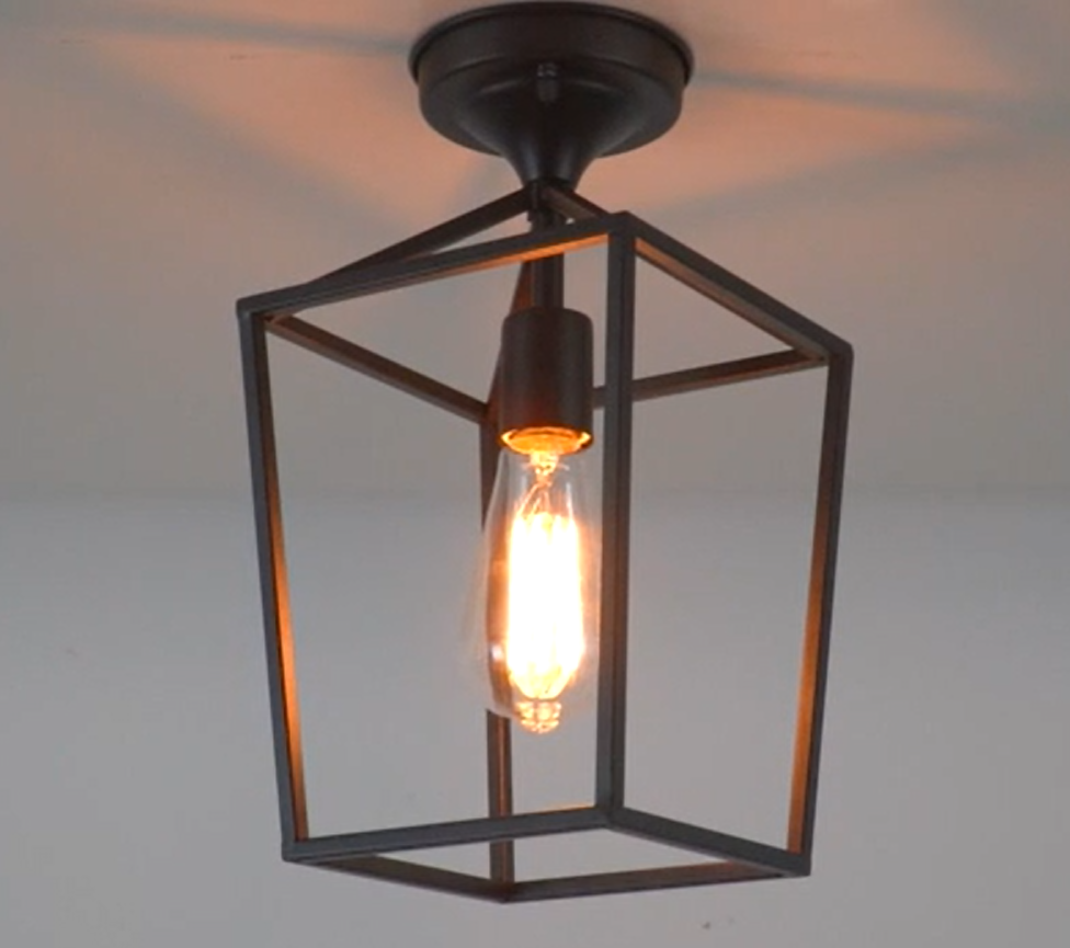 Emliviar Semi-Flush Mount Ceiling Light , 13 inch Height Ceiling Light Fixture in Black Finish