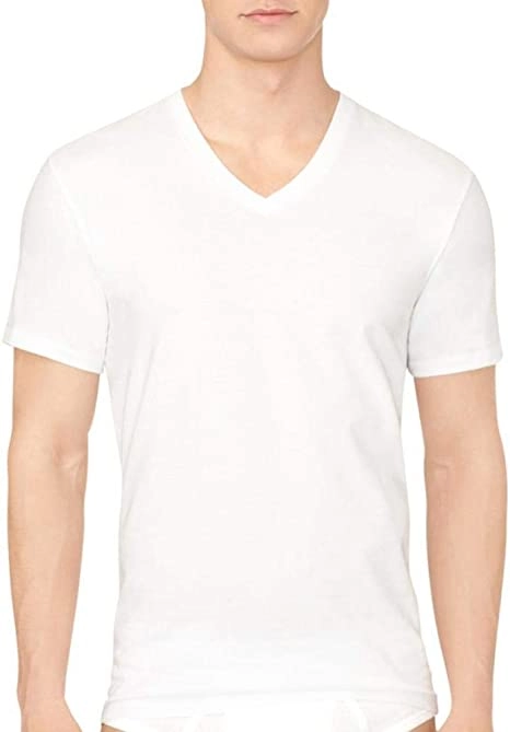 Calvin Klein Men s, Undershirts, 3 Pack Cotton Short Sleeve V-Neck, White, XL