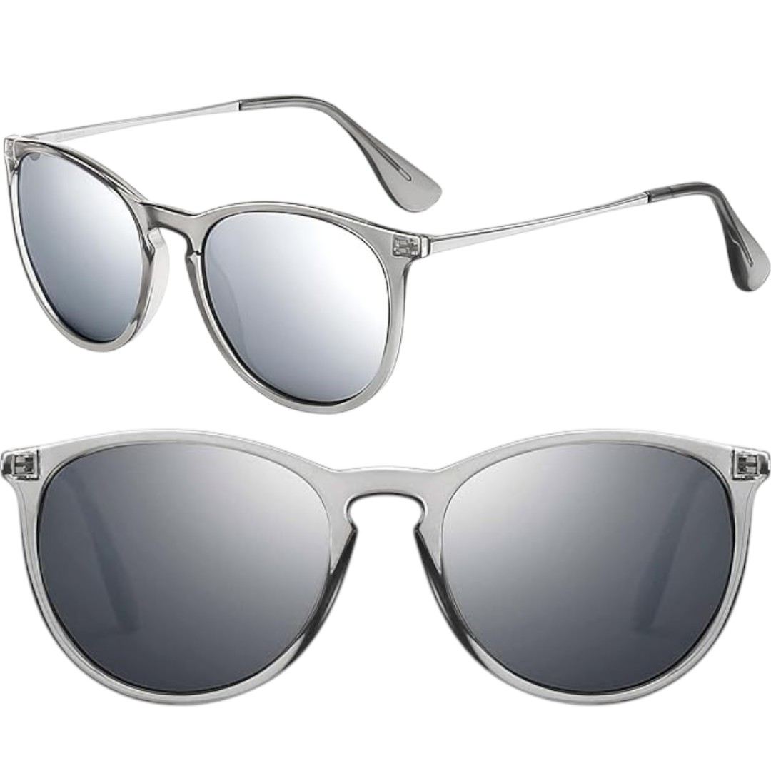 Vintage Round Polarized Sunglasses – Silver Mirrored Lens, UV400 Protection (For Women’s Fashion & Everyday Use in Pakistan)